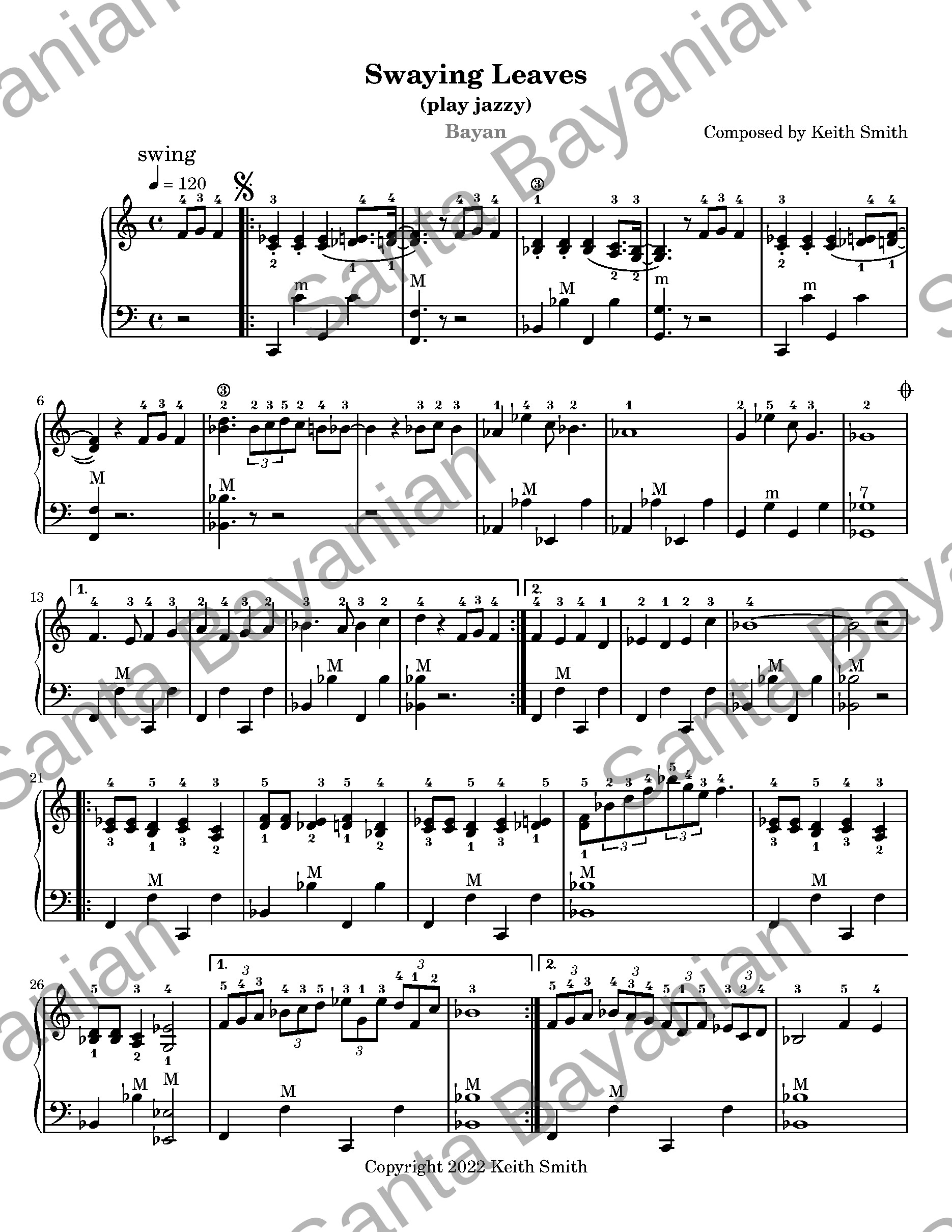 Preview of Swaying Leaves sheet music