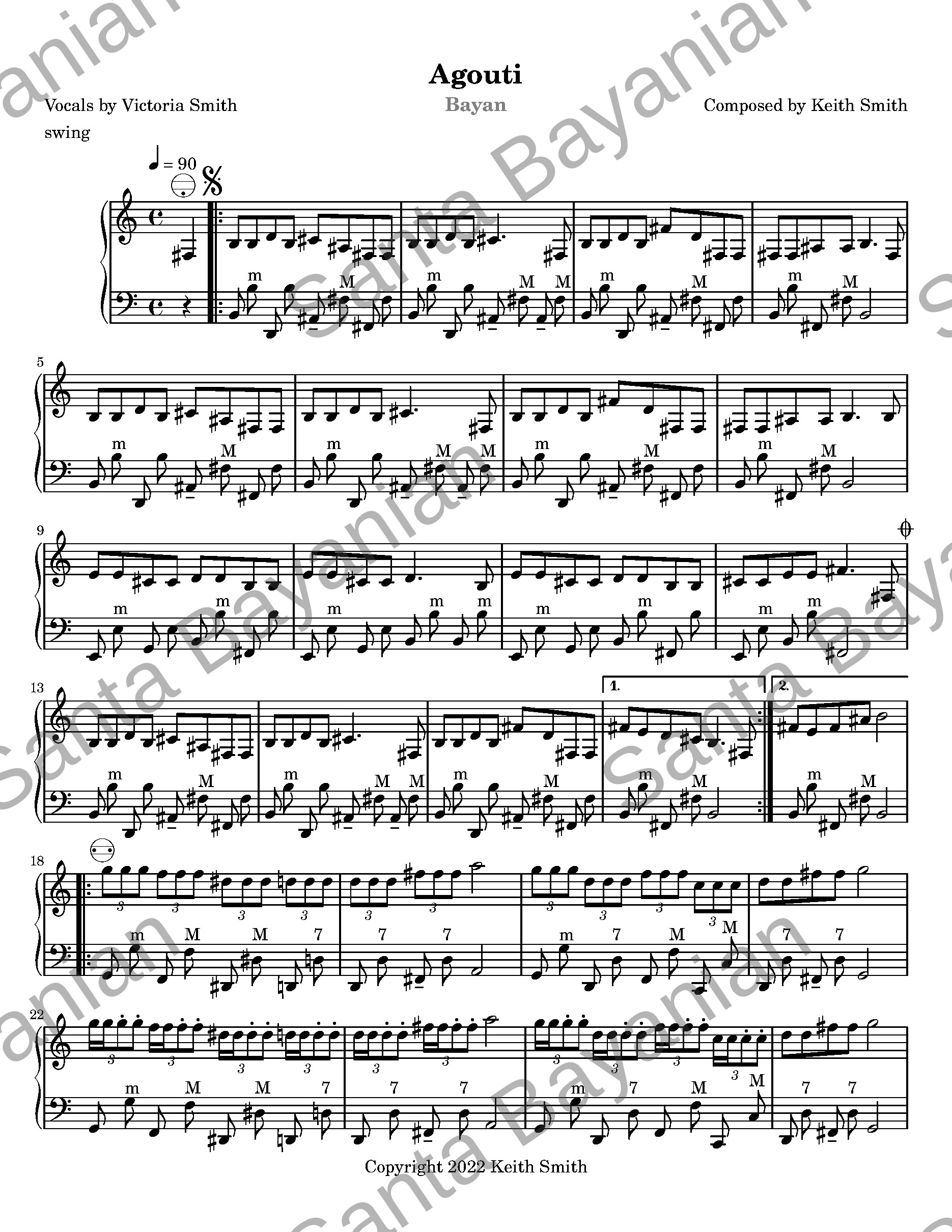 Preview of Agouti sheet music
