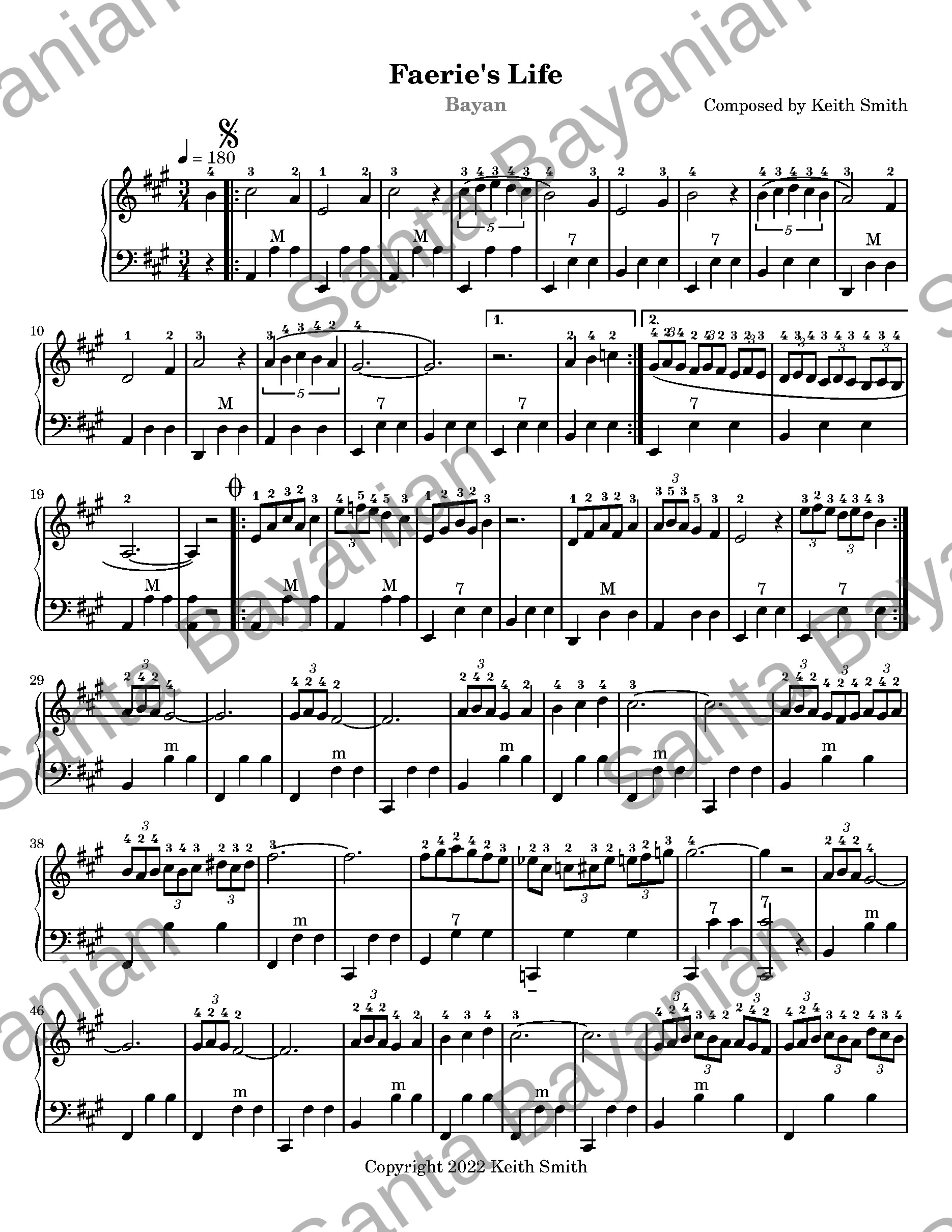 Preview of Farie's Life sheet music