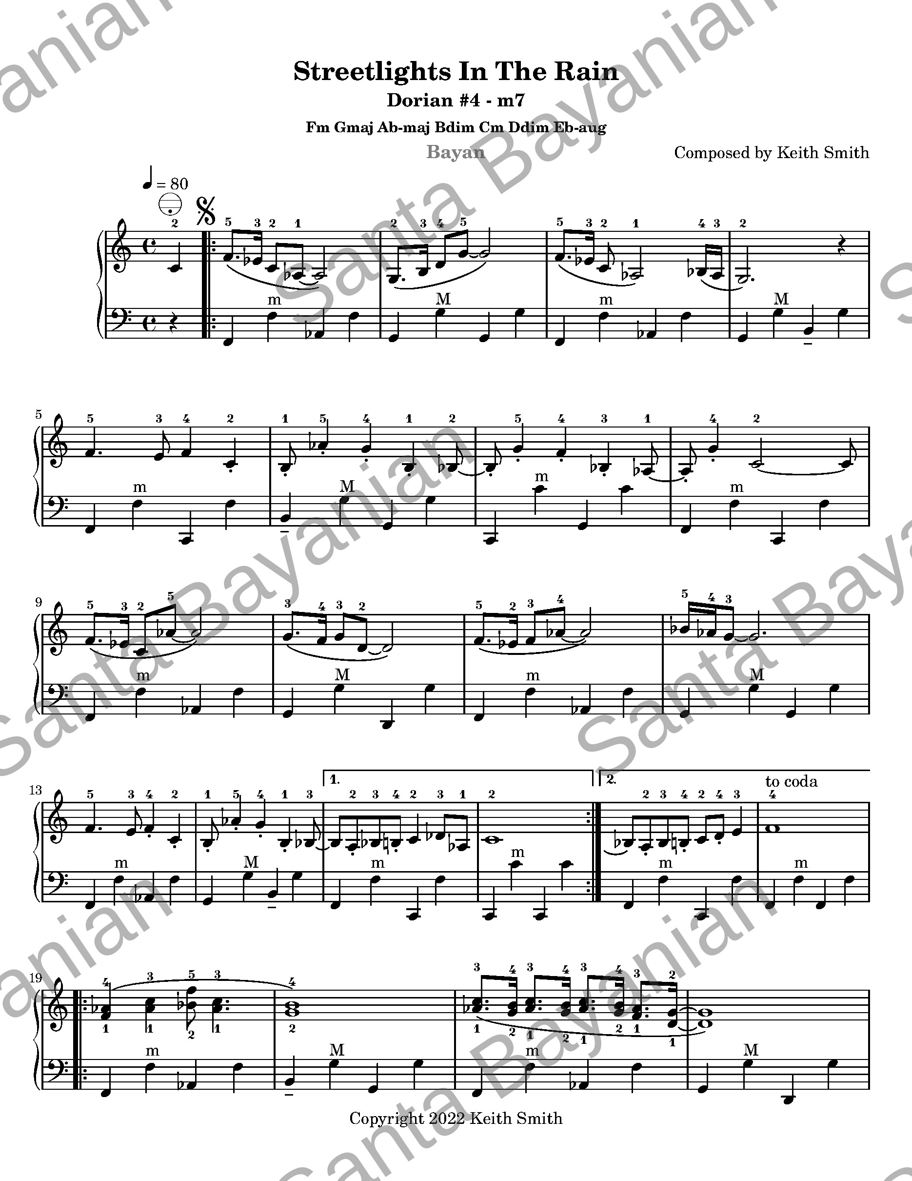 Preview of Streetlights in the Rain sheet music