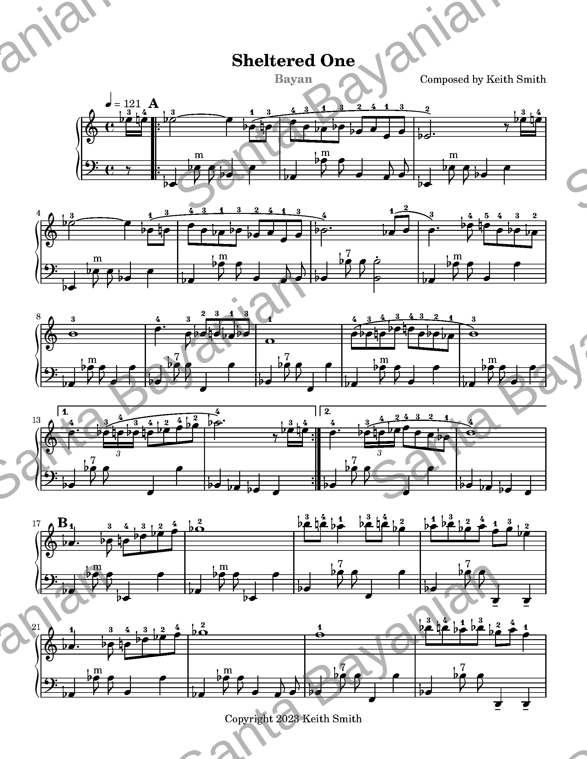 Preview of Sheltered One sheet music