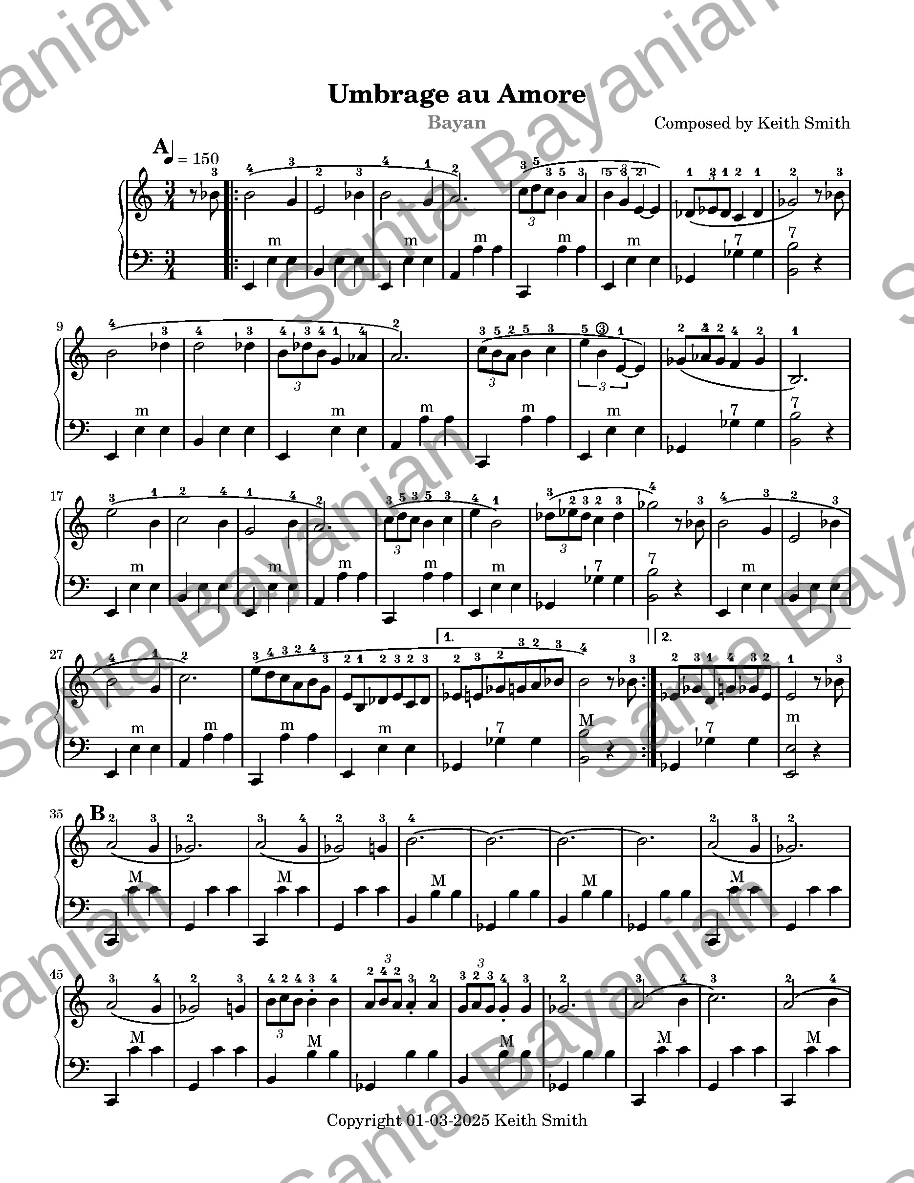 Preview of Umbrage au Amore sheet music