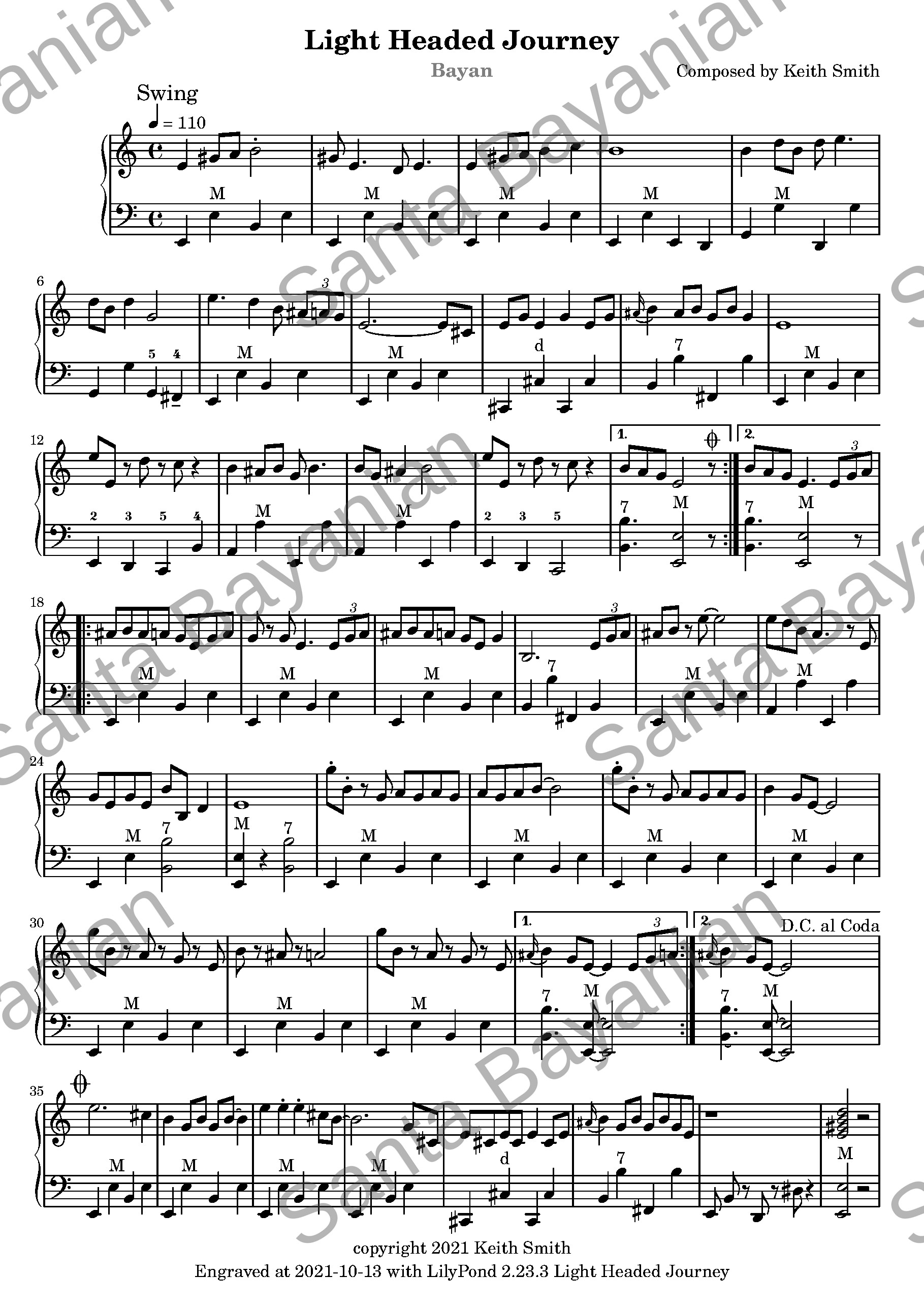 Preview of Light Headed Journey sheet music