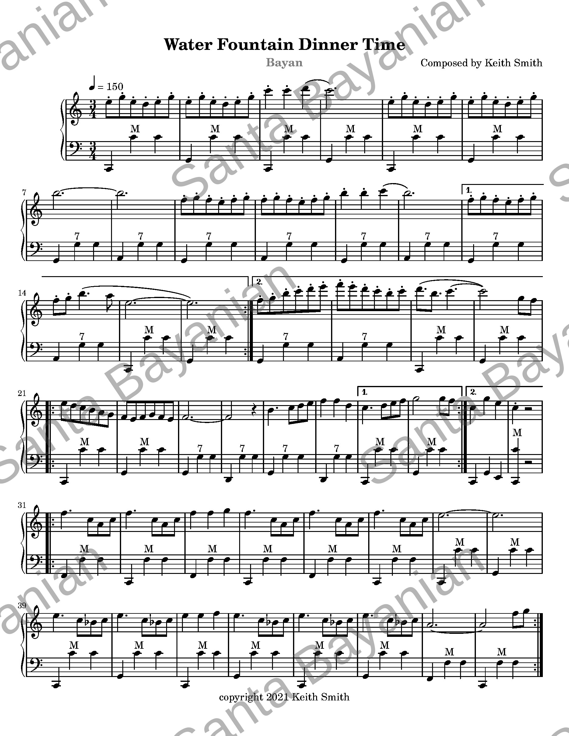 Preview of Water Fountain Dinner Time sheet music