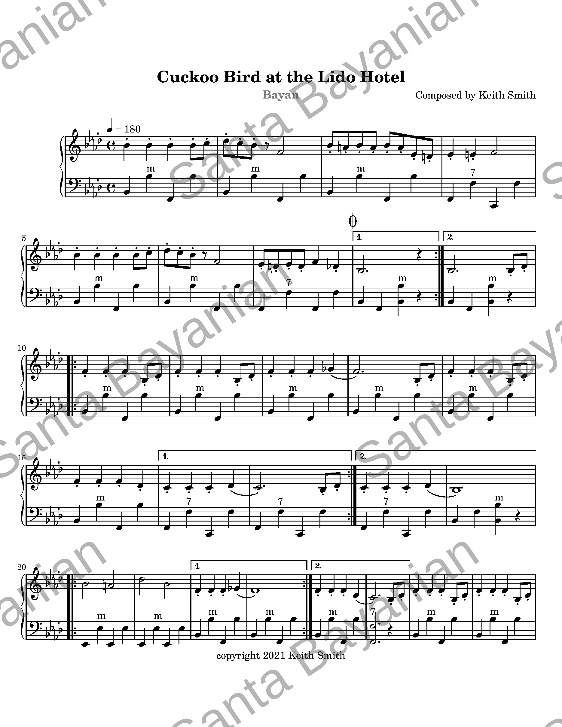 Preview of Cuckoo Bird at the Lido Hotel sheet music