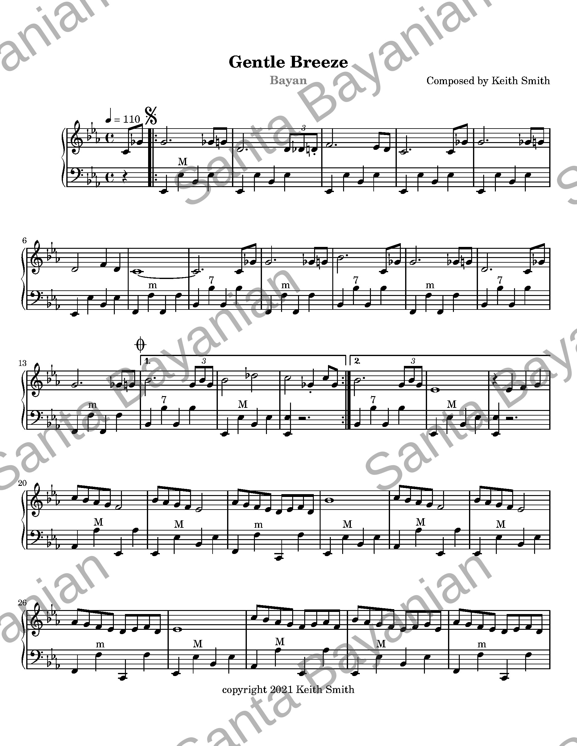 Preview of Gentle Breeze sheet music