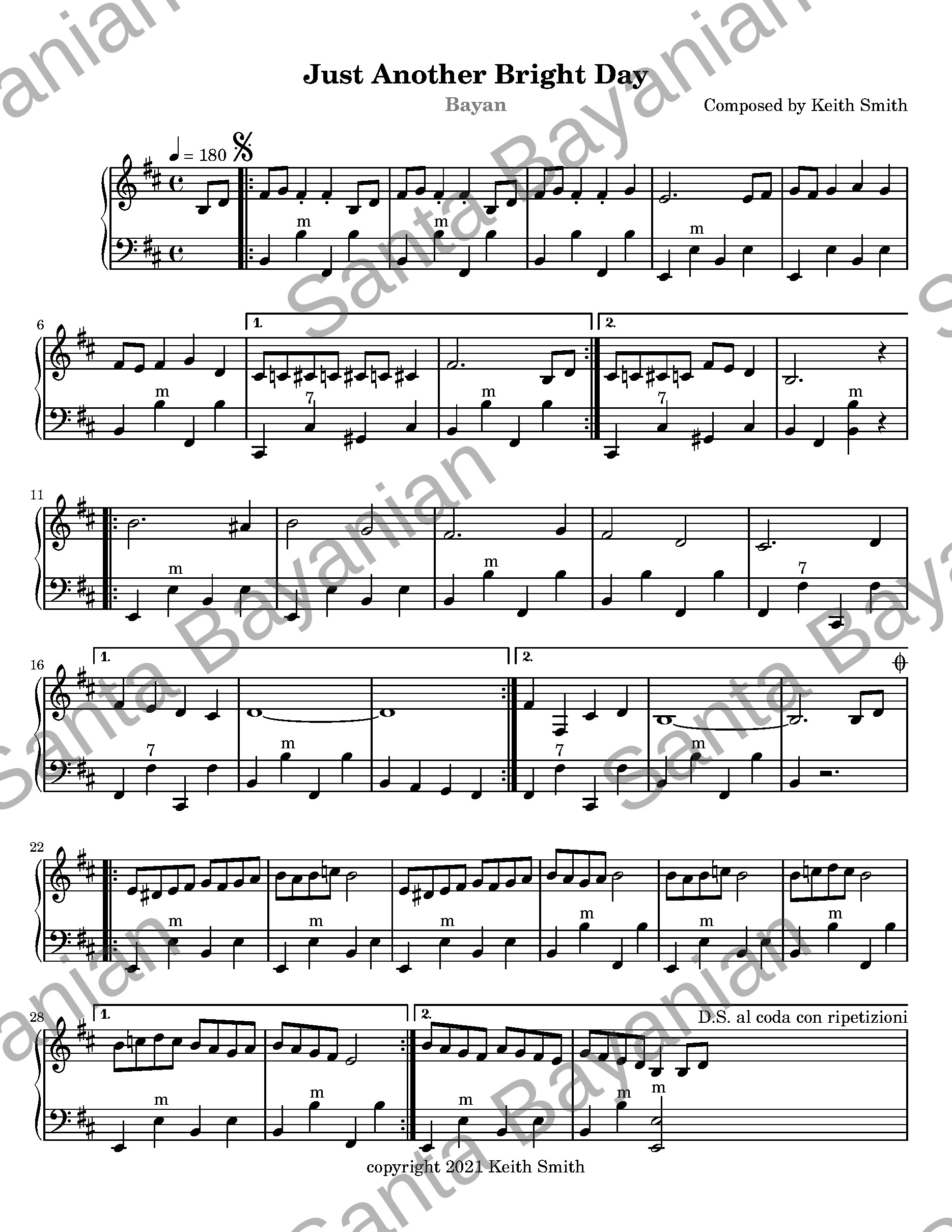Preview of Just Another Bright Day sheet music