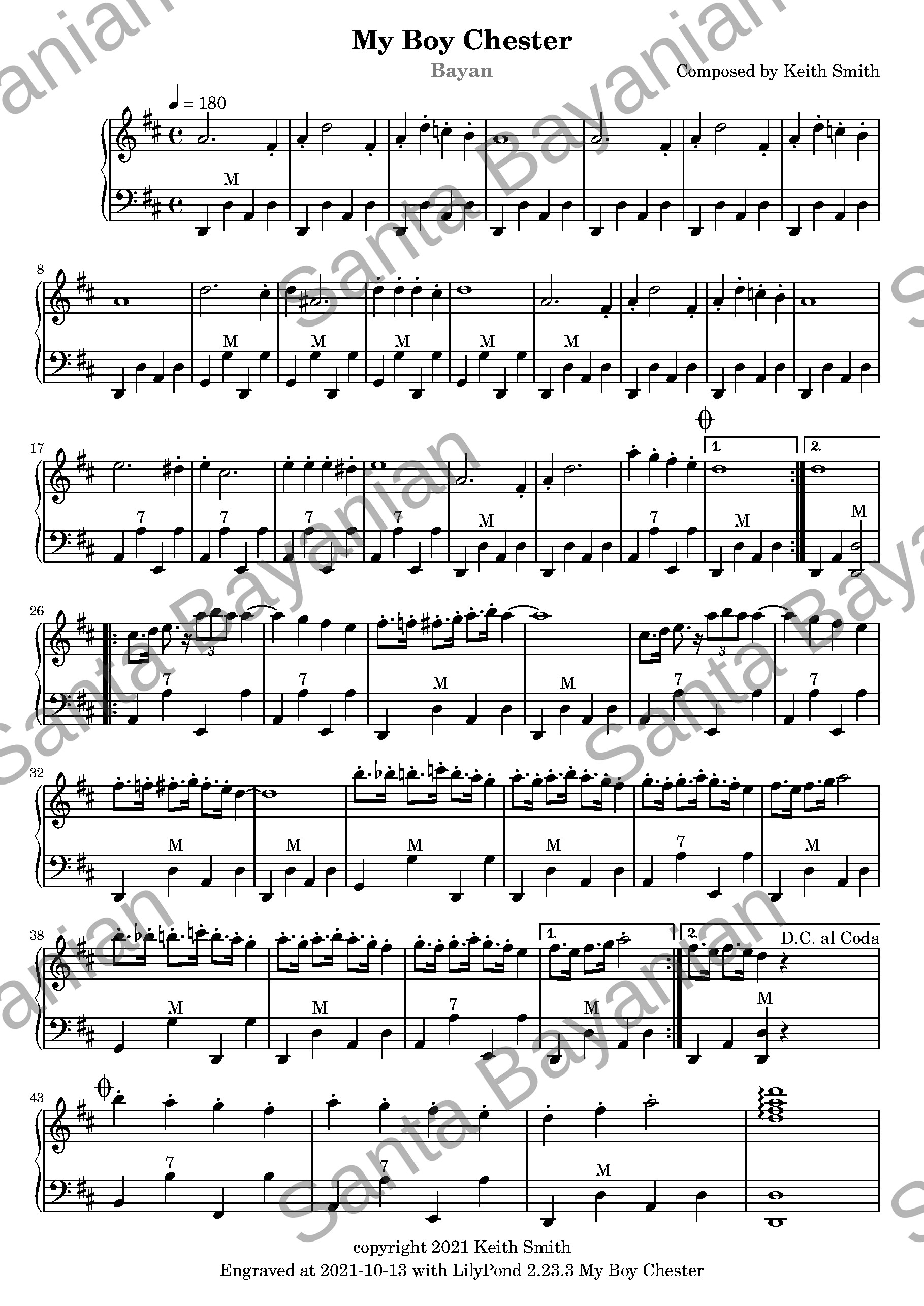 Preview of My Boy Chester sheet music