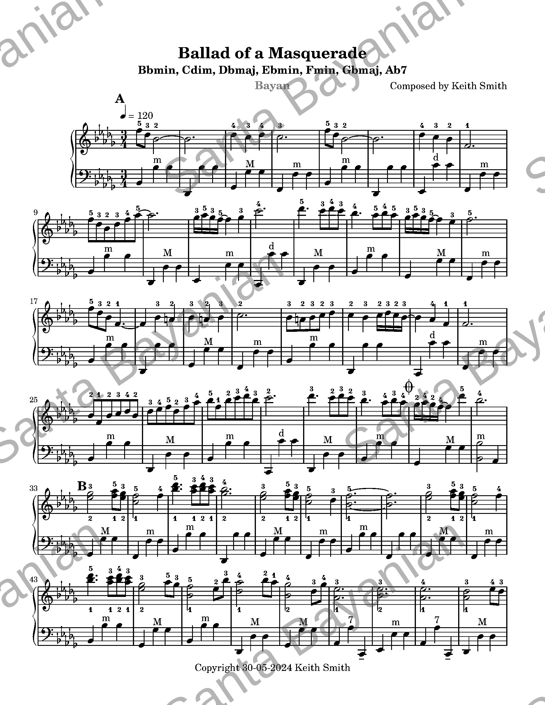 Preview of Ballad of a Masquerade sheet music