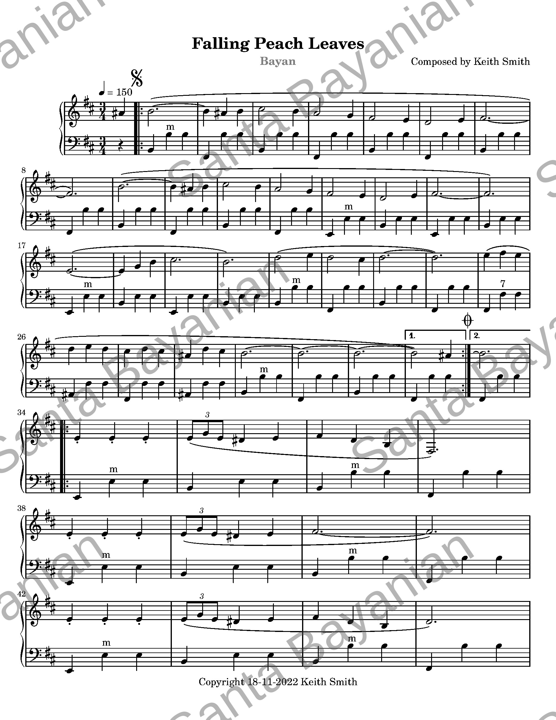 Preview of Falling Peach Leaves sheet music