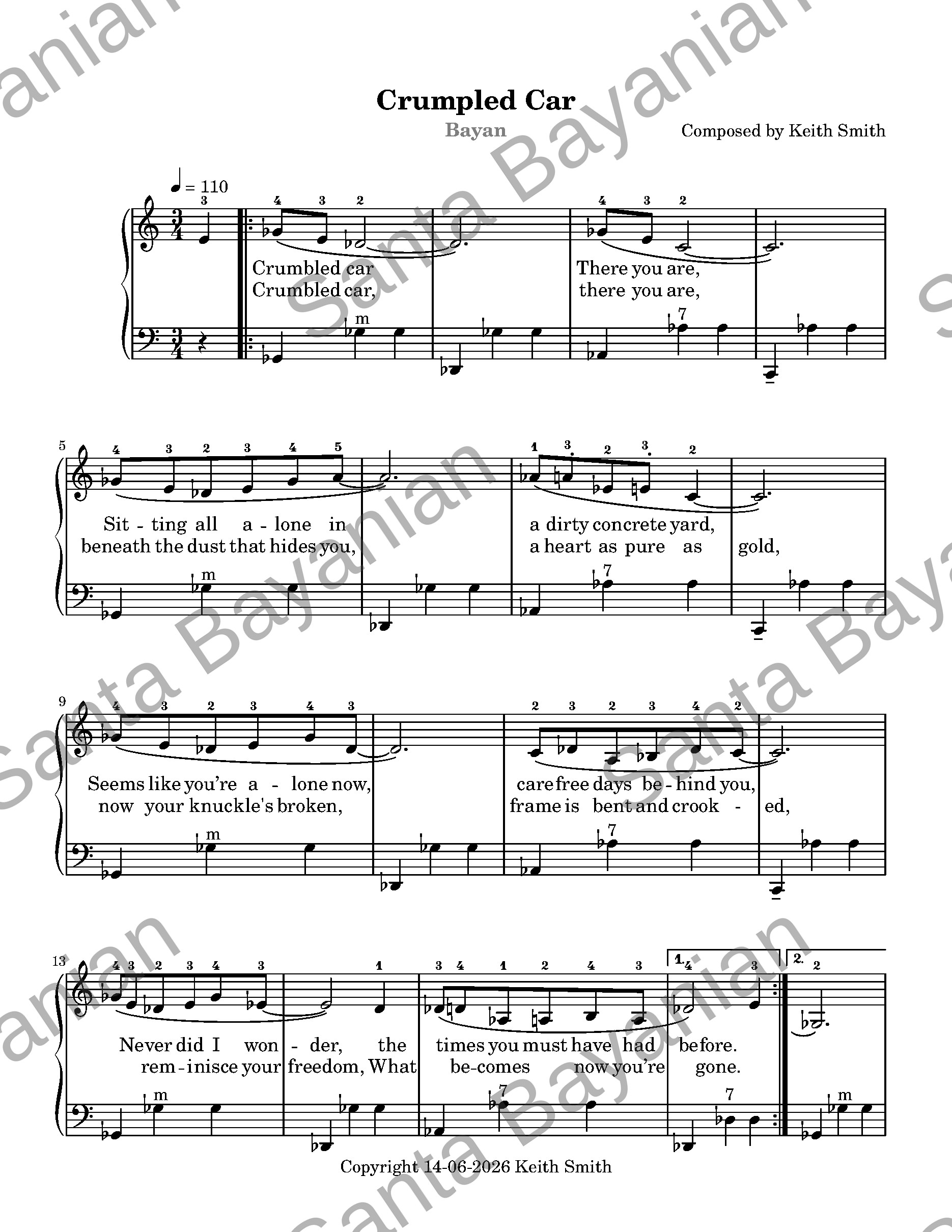 Preview of Crumpled Car sheet music