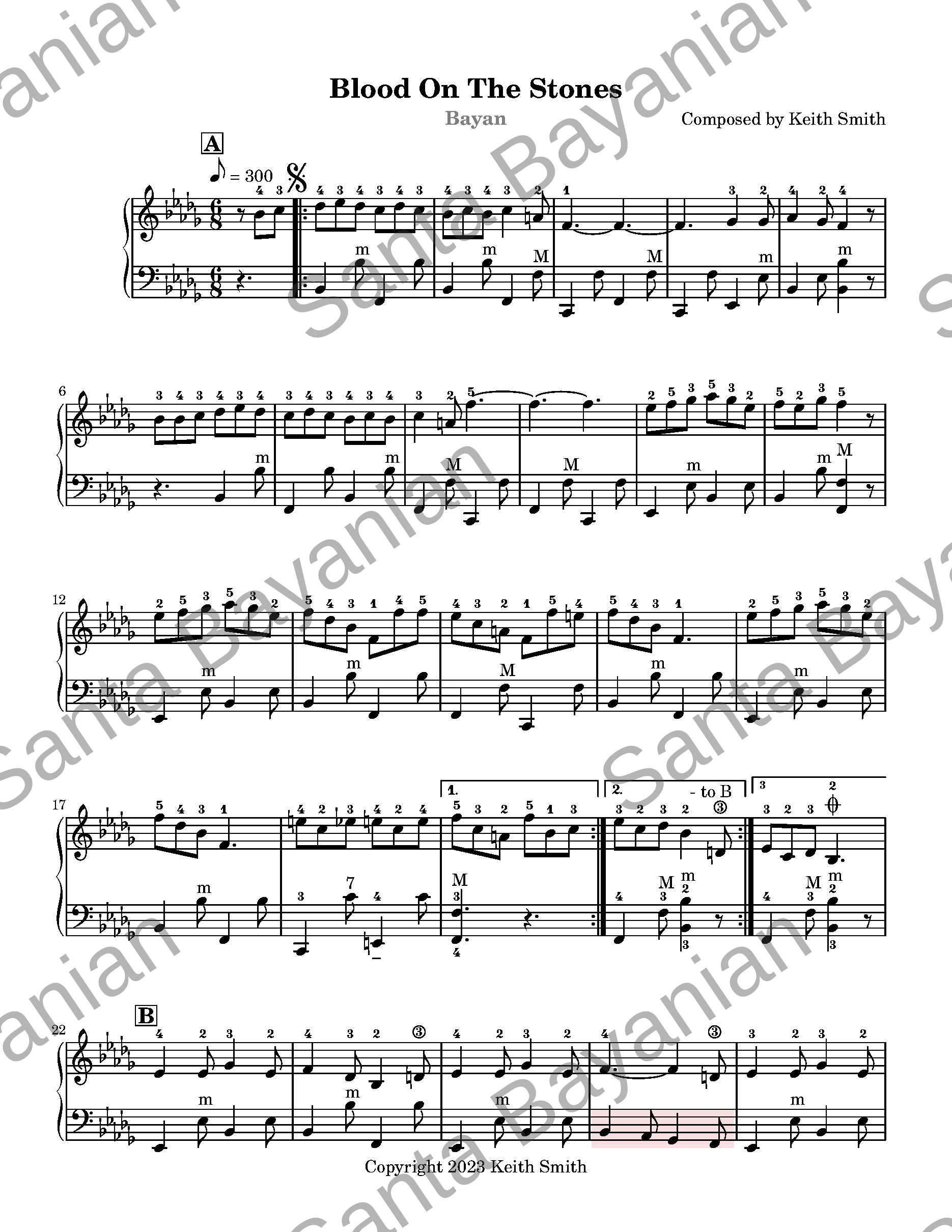 Preview of Blood On The Stones sheet music