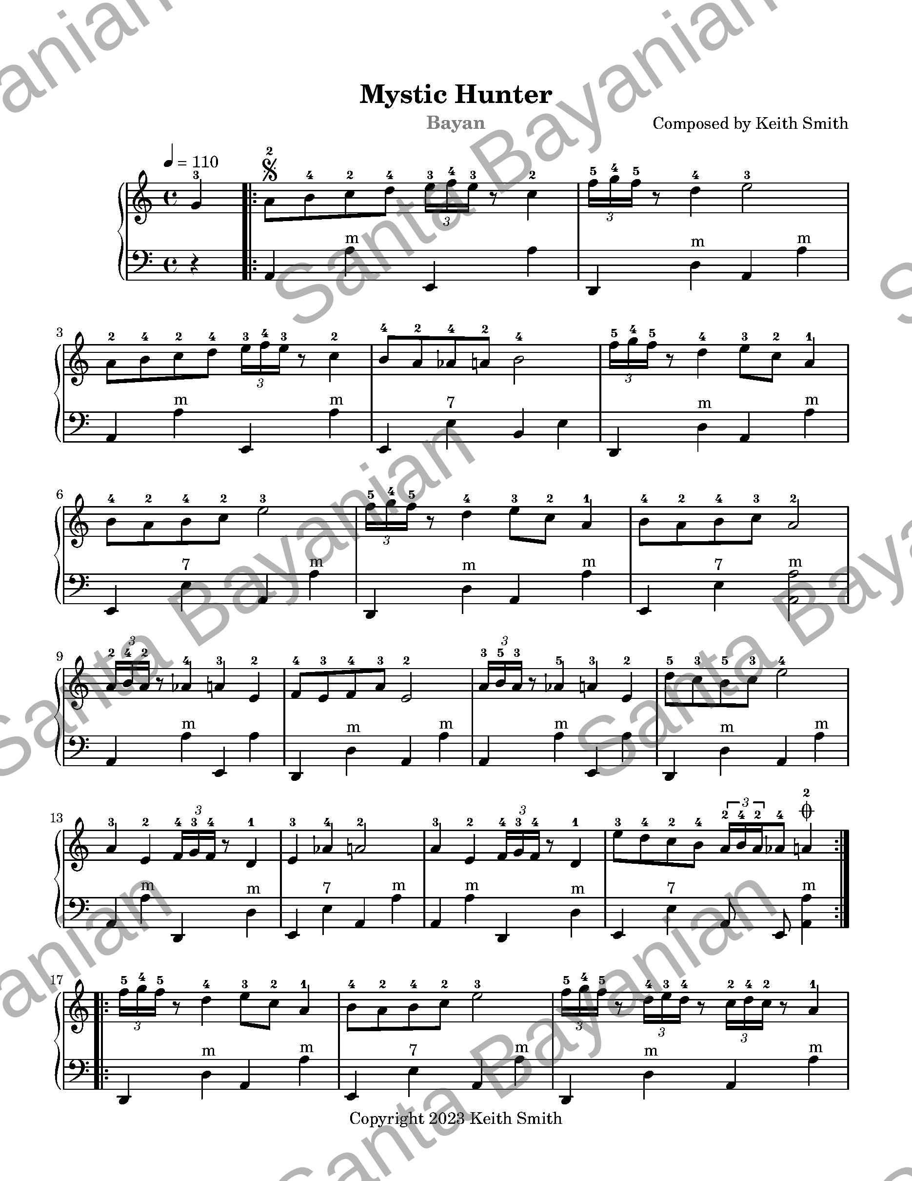 Preview of Mystic Hunter sheet music